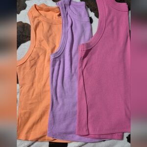 Bundle Of 3 Cropped Ribbed Tanks - Torrid And Old Navy Size L/XL